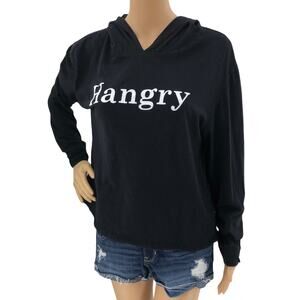 Dirty Laundry XL Black Hangry Definition Long Sleeve Hoodie Tee Shirt T-Shirt
